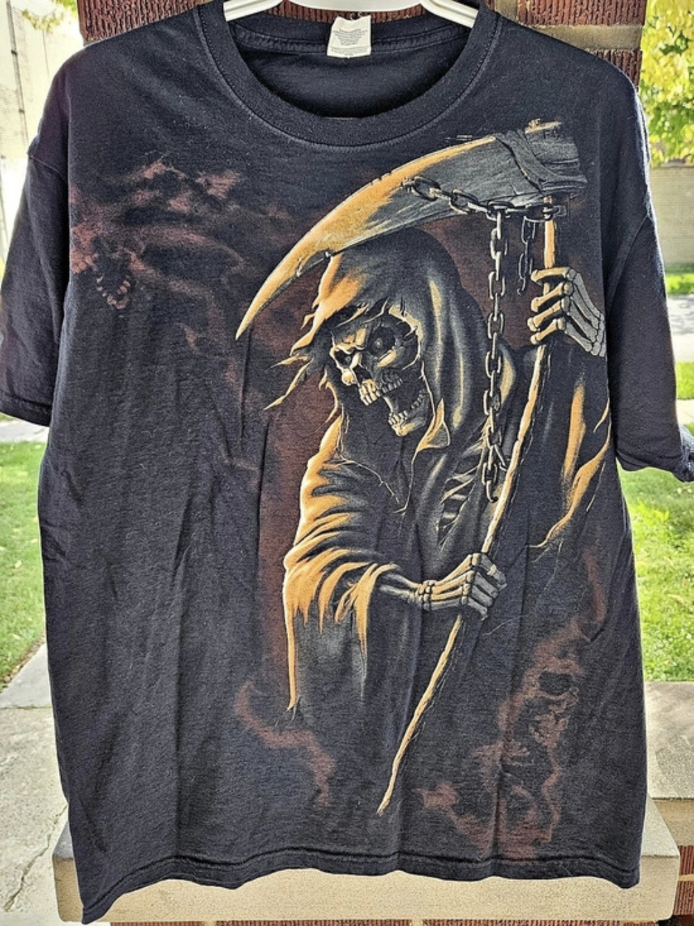 Fruit of the Loom Grim Reaper Graphic Black Short Sleeve Tee